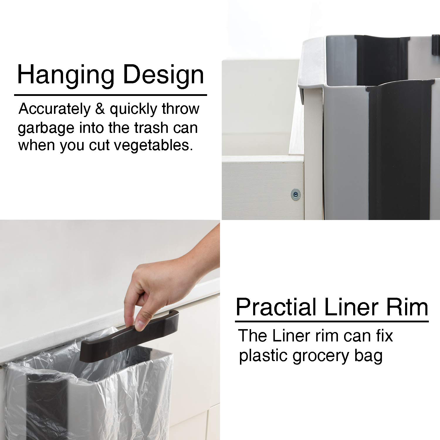 Collapsible Hanging Waste Bin, Kitchen Food Garbage Bucket, Under Countertop Sink Rubbish Accessories