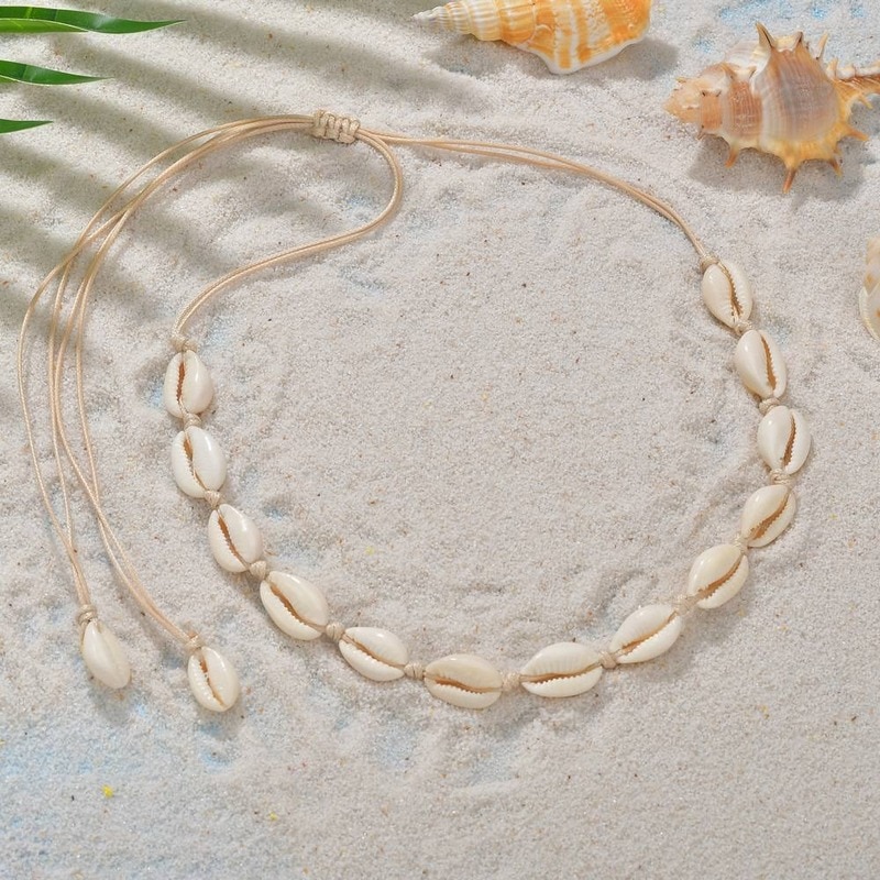 Natuurlijke Porceleinslak Shell Armband Ketting Set Voor Vrouwen Handgemaakte Geweven Boho Hawaii Strand Shell Verstelbare Choker Meisje Festival