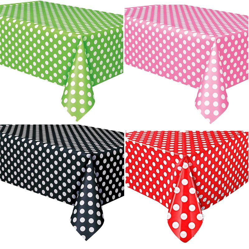 2 Stuks Wegwerp Plastic Tafelkleed Verjaardagsfeestje Decoratie Rechthoek Pe Polka Dot Stippen Tafelkleed