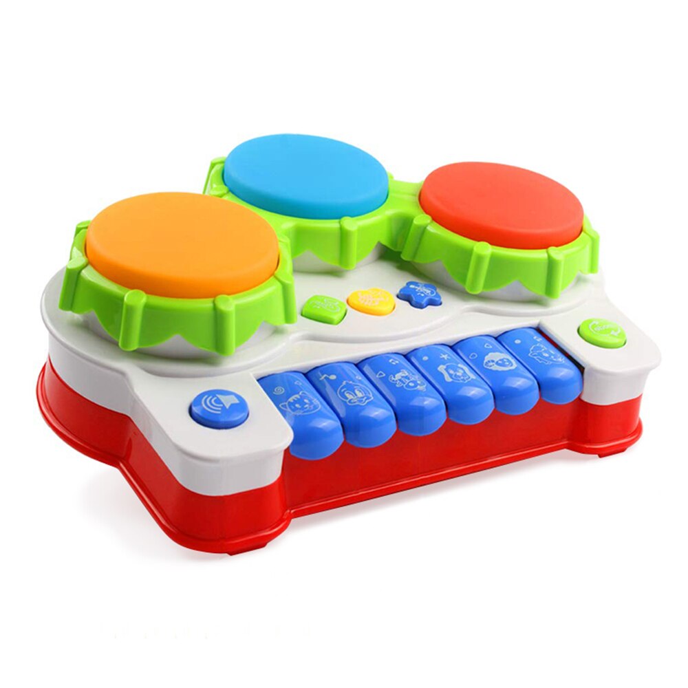 Teclado Musical 2 en 1, tambor de Piano, tambor de bebé, Juguete Musical con música y luces