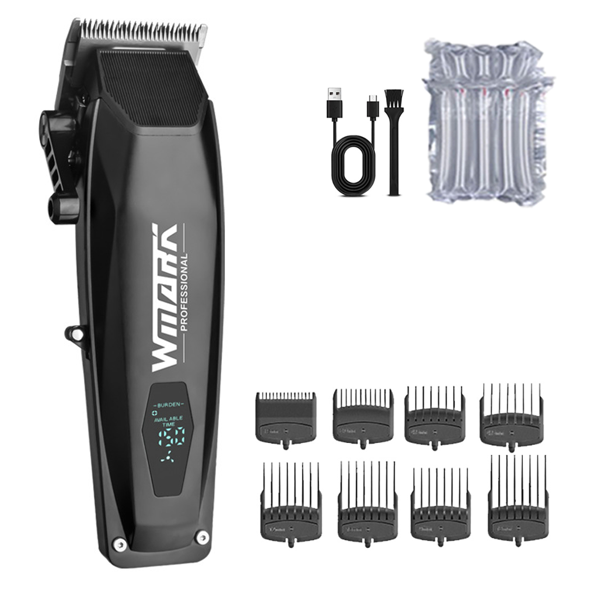 WMARK NG-125 Máquina para cortar cabello para hombres Cuchillas de cerámica Pantalla LCD Puerto USB Máquina cortadora de cabello Máquina cortadora de cabello: Azul