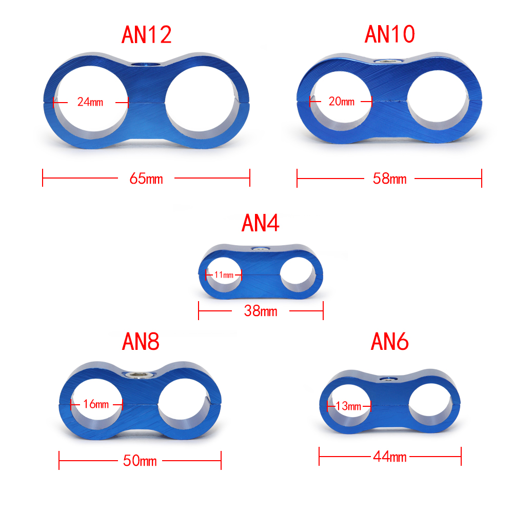 AN4 AN6 AN8 AN10 AN12 abrazadera de línea de manguera de goma trenzada, separador de línea anodizado de aluminio, Kit de abrazadera divisora, negro/rojo/azul