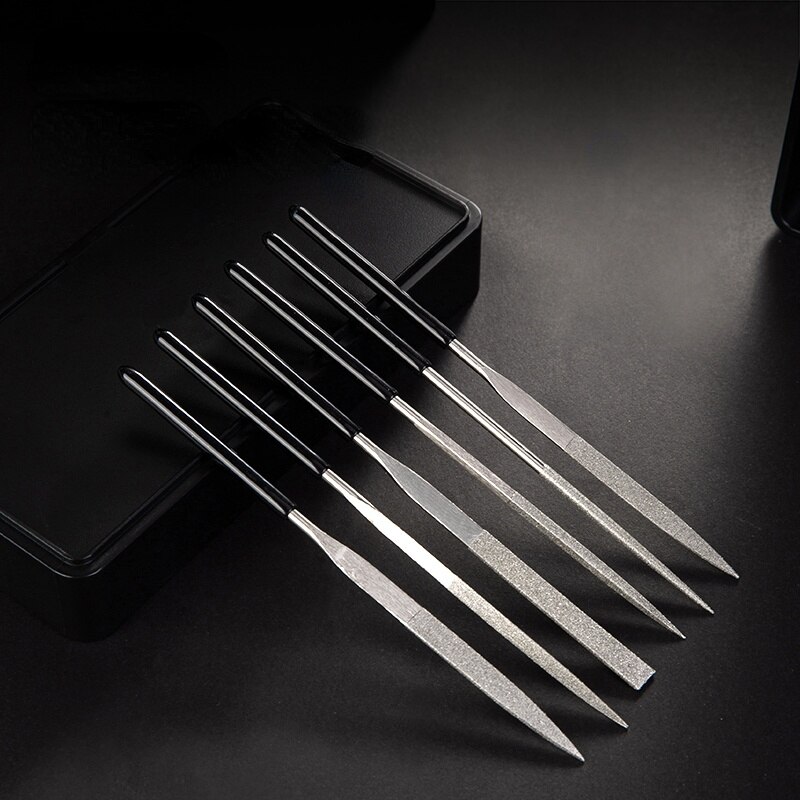 Deli 6 Pcs Set Plastic Dipped Handle Diamond Assorted File High Hardness Wear Resistant and Durable Household Woodworking Tool