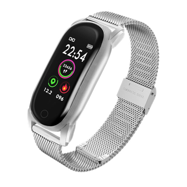 Bysl YD8 Smart Polsband Temperatuur Vrouwen Smart Armband Fitness Tracker Voor Android Ios Lange Standbysmart Horloge: Metal Silver