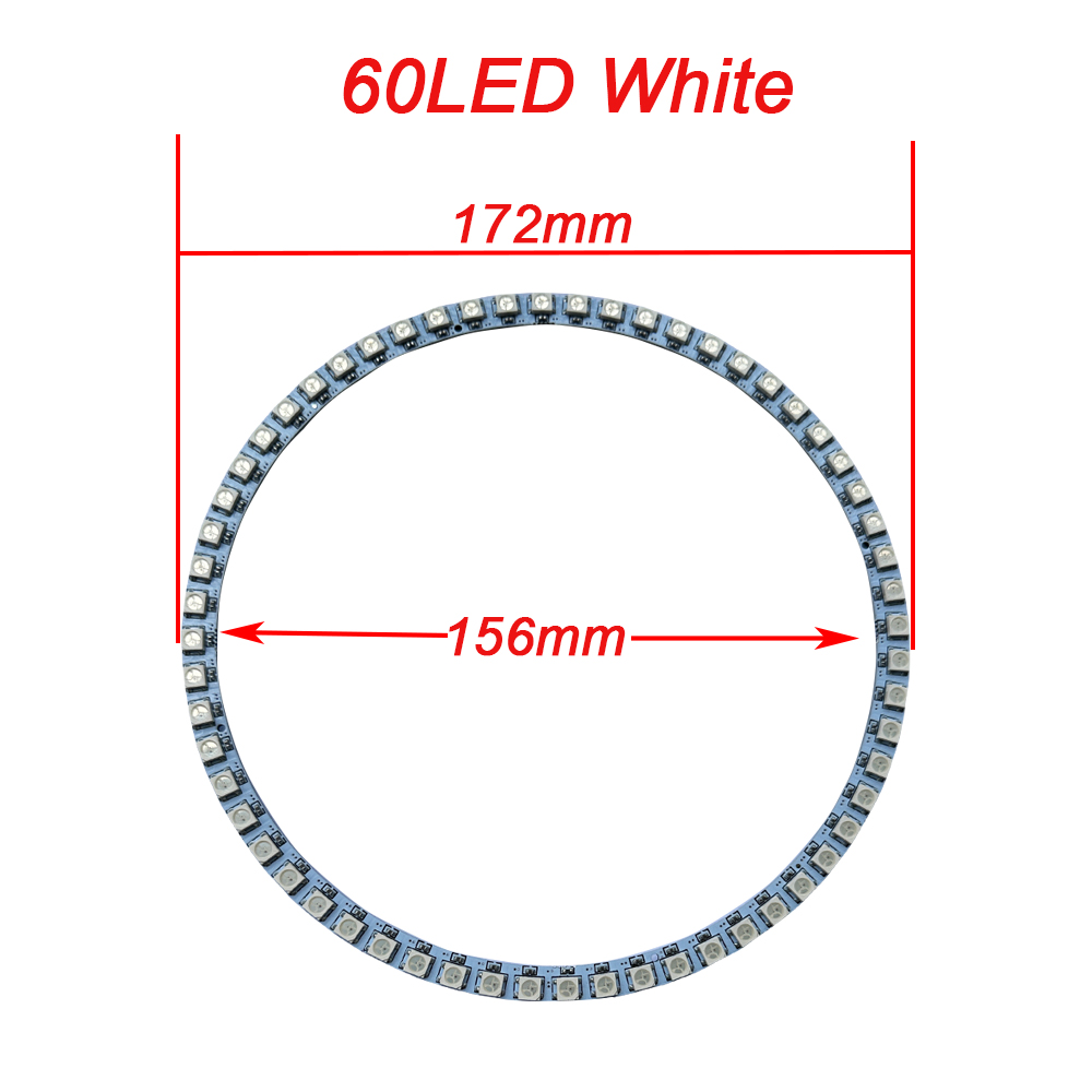 WS2812B Addressable Led Pixel Ring 8/16/24/35/45/60Leds WS2812 5050 RGB Led Diode Ring Color IC Built-in LED: light yellow
