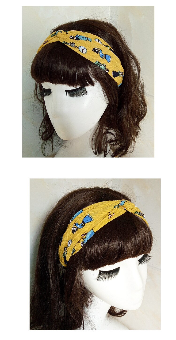 HG Women Girls Bohemian Hair Bands Print Headbands Vintage Cross Turban Bandage Bandanas HairBands Hair Accessories