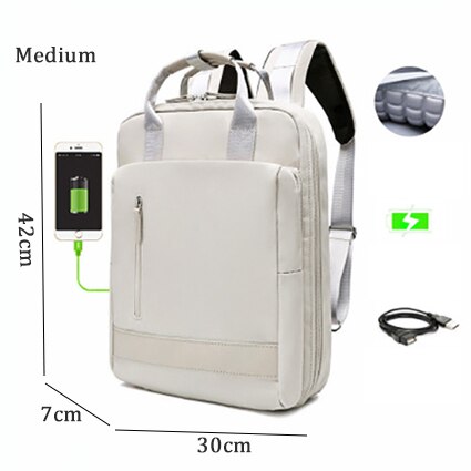 Novo usb de alta capacidade mochila feminina saco de escola para meninas adolescentes 15.6 polegadas portátil senhoras juventude viagem de volta pacote saco das mulheres: middle gray14