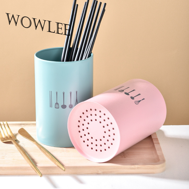 Stainless Steel Cutlery Holder Drainer Rack Home Kitchen Round Chopsticks Storage Tube Spoon Fork Organizer Shelf Spoon Holder