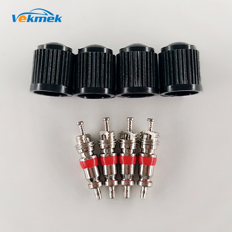 1 set Tire Valve Service Kit 4 Ventiel Cores 4 Plastic Ventieldopjes Ventiel Repareren Kit Auto Accessoires velg Onderdelen