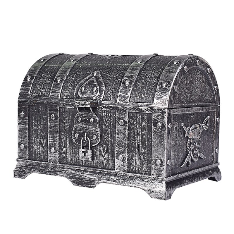 pirate treasure box children's treaed antique plastic large treasure box toys Children's role-playing props, game props