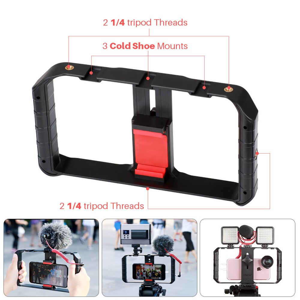 Ulanzi U Rig Pro Smartphone Video Rig Hand Grip Filmmaking Case Phone Video Stabilizer Handheld Tripod Mount for iPhone Android