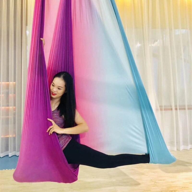 5m graderinger fargerik nylon luftyoga hengekøye swing flyvende yoga belte anti-gravity gym fitness inversjon yoga utstyr