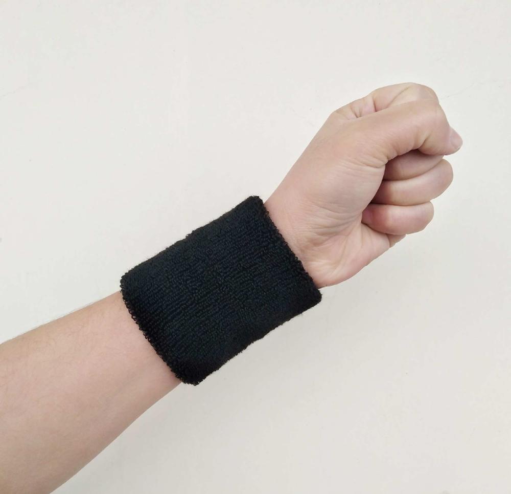 1pc Wristbands Sport Sweatband Hand Band Sweat Wrist Support Brace Wraps Guards For Gym Volleyball Basketball Teennis: black / 80X80MM