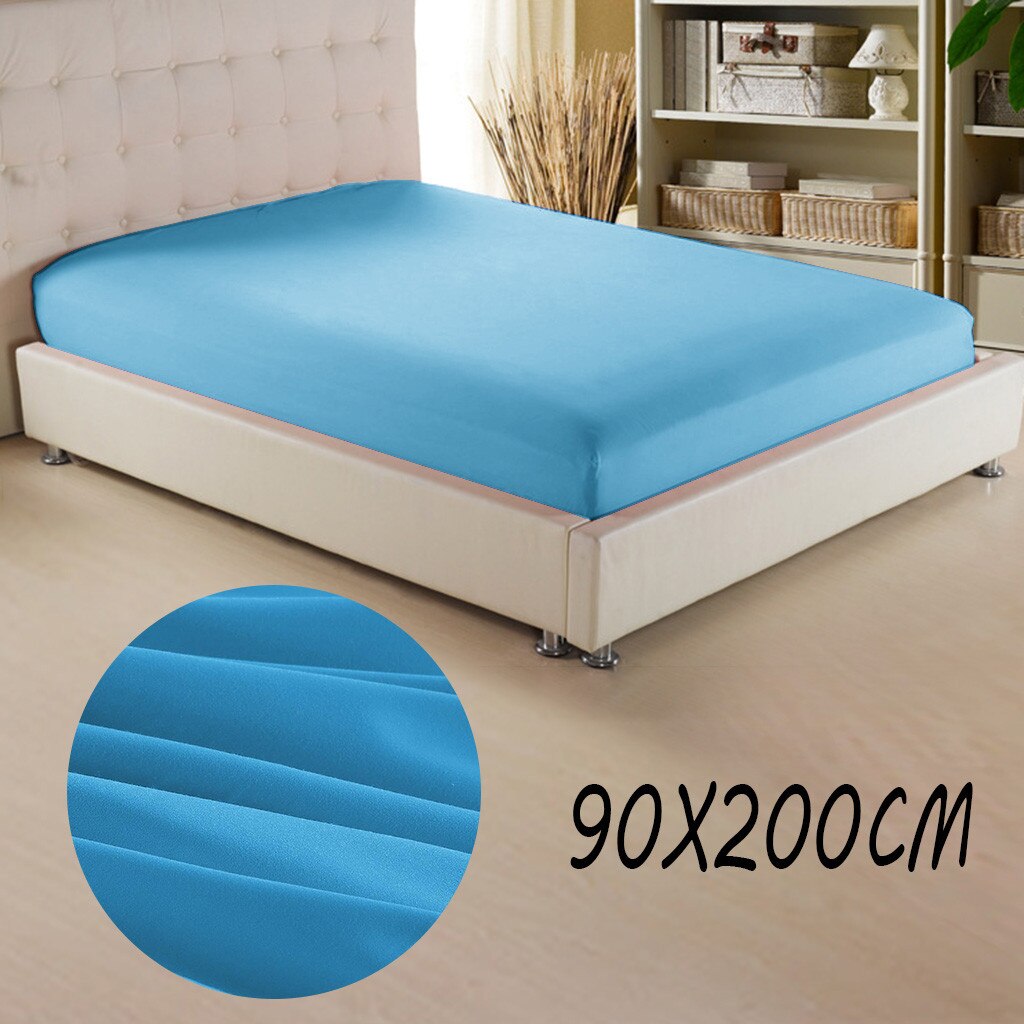 10 colors Mattress Protector Cover Solid Color Hypoallergenic Anti-mite Bed Sheet Mattress Pad Queen Size Cover 90 x 200cm: H