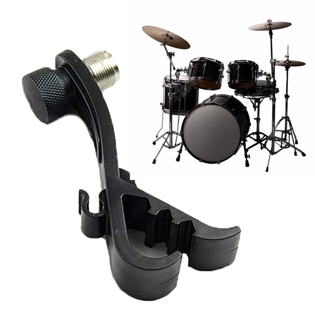 Braçadeira de plástico com suporte, acessórios à prova de choque, clipe de microfone ajustável para palco, ferramenta universal, suporte para instrumentos musicais