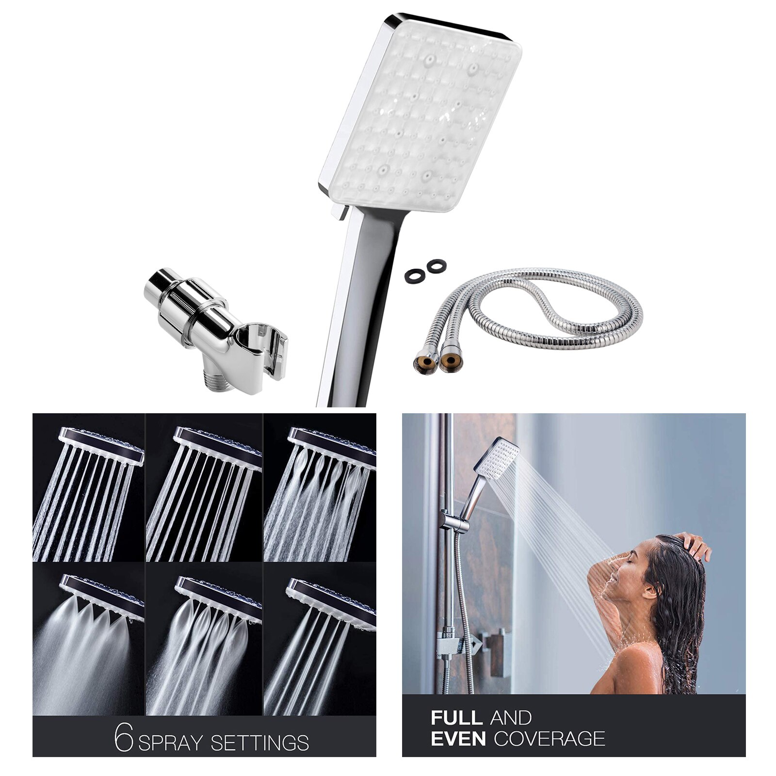Handheld Douchekop 6Instelling 59 Inch Regen Douc... Grandado