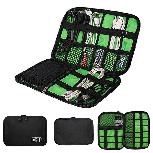 Doppellagiger organizer für elektronisches zubehör, aufbewahrungstasche, reisekabel-organizer, datenkabel-organizer, großes fassungsvermögen für ipads: Schwarze-