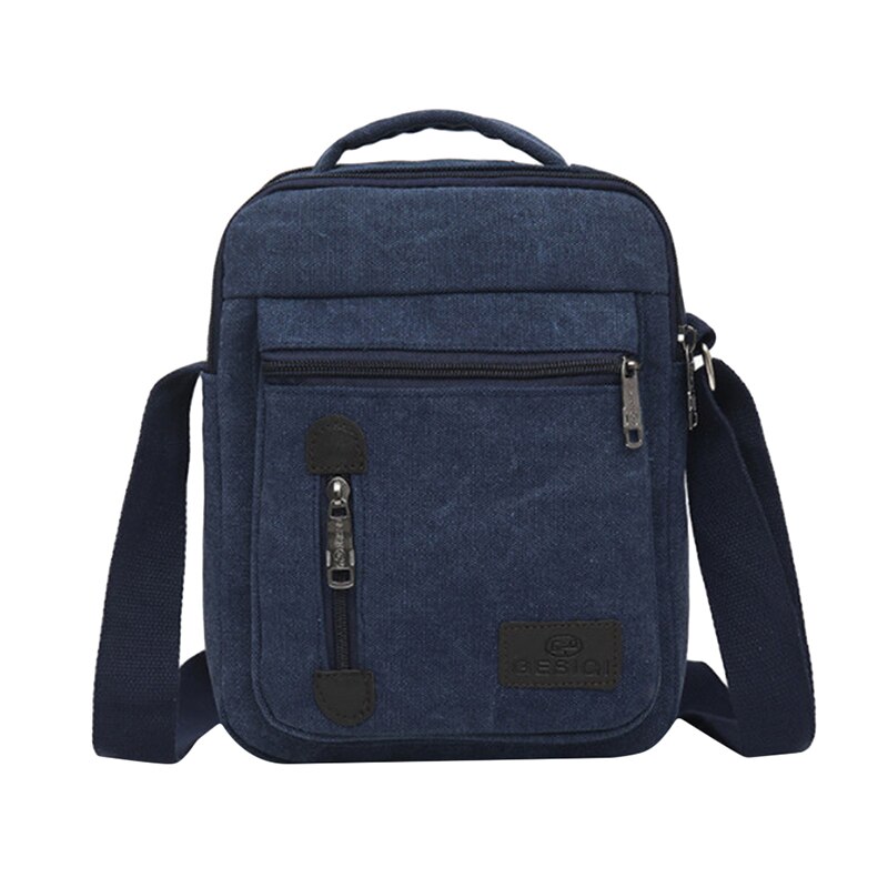 Men's Casual Shoulder Bag Solid Color Business Messenger Bag Simple Large Capacity Multi-purpose Canvas Bag: Style A blue