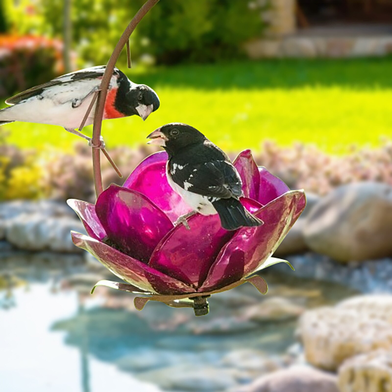 25@ Hanging Bird Feeder Metal Bird Feeder Flower Forest Hanging Metal Garden Pole Art Decoration Outside Pet Feeding Supplies