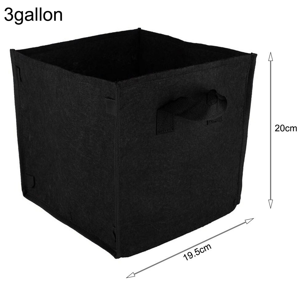 Thick Black Square Felt Planting Bag Flower Seedling Pot Planting Bag For Plant Growth Home Gardening Supplies: 3 gallons