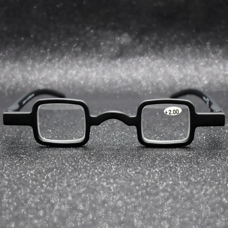 Unisex Duitsland Mini Zwarte Leesbril Retro Vintage Kleine Vierkante Frame Vergrootglas Eyewear Voor Naald Top + 1.5 + 2.0 + 2.5