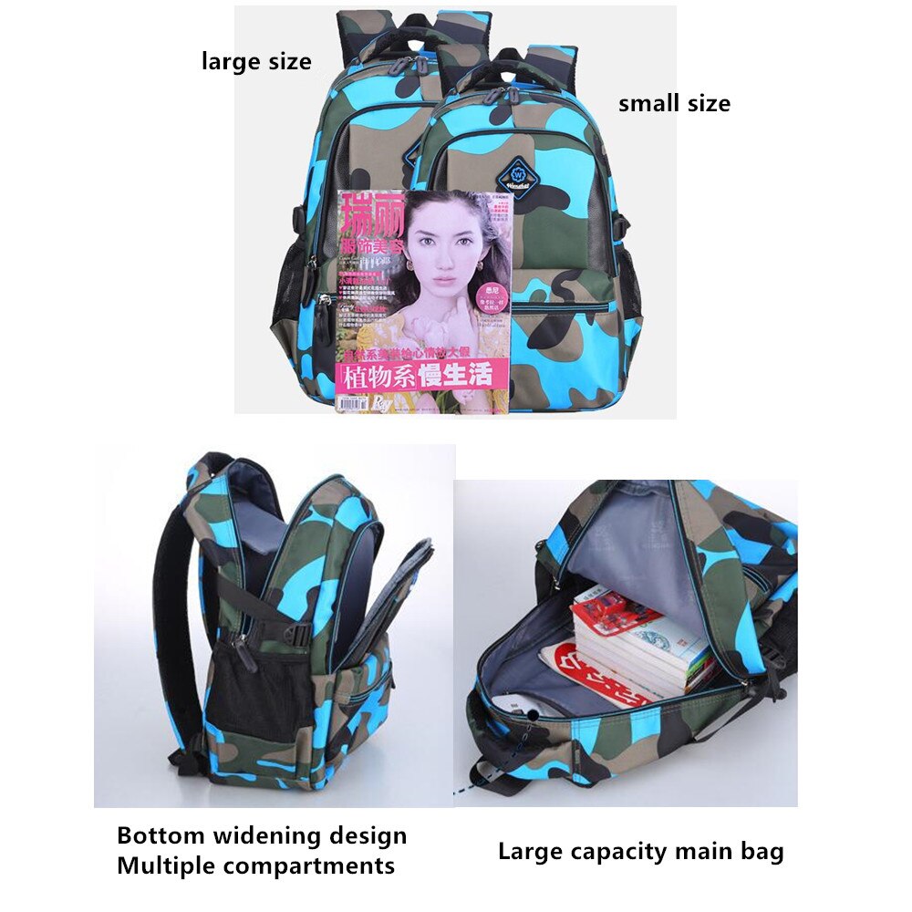 Green Camouflage School Backpack Nylon Casual Daypack Travel Outdoor Kids School Bags for Boys and Girls Birthday Presents