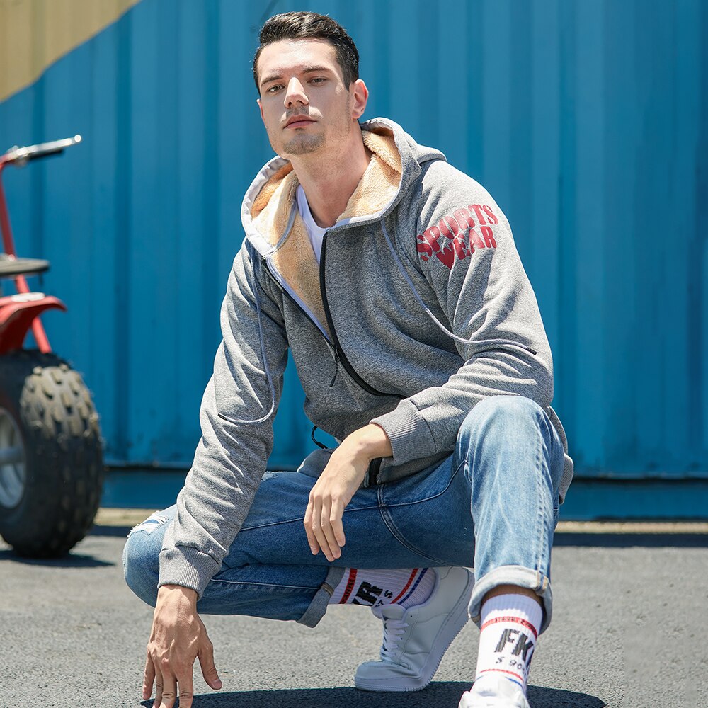 Casual hoodies jacka män vinter tjocka varma fleecerockar bomull dragkedja raglanrock manliga träningsoveraller ytterrockar