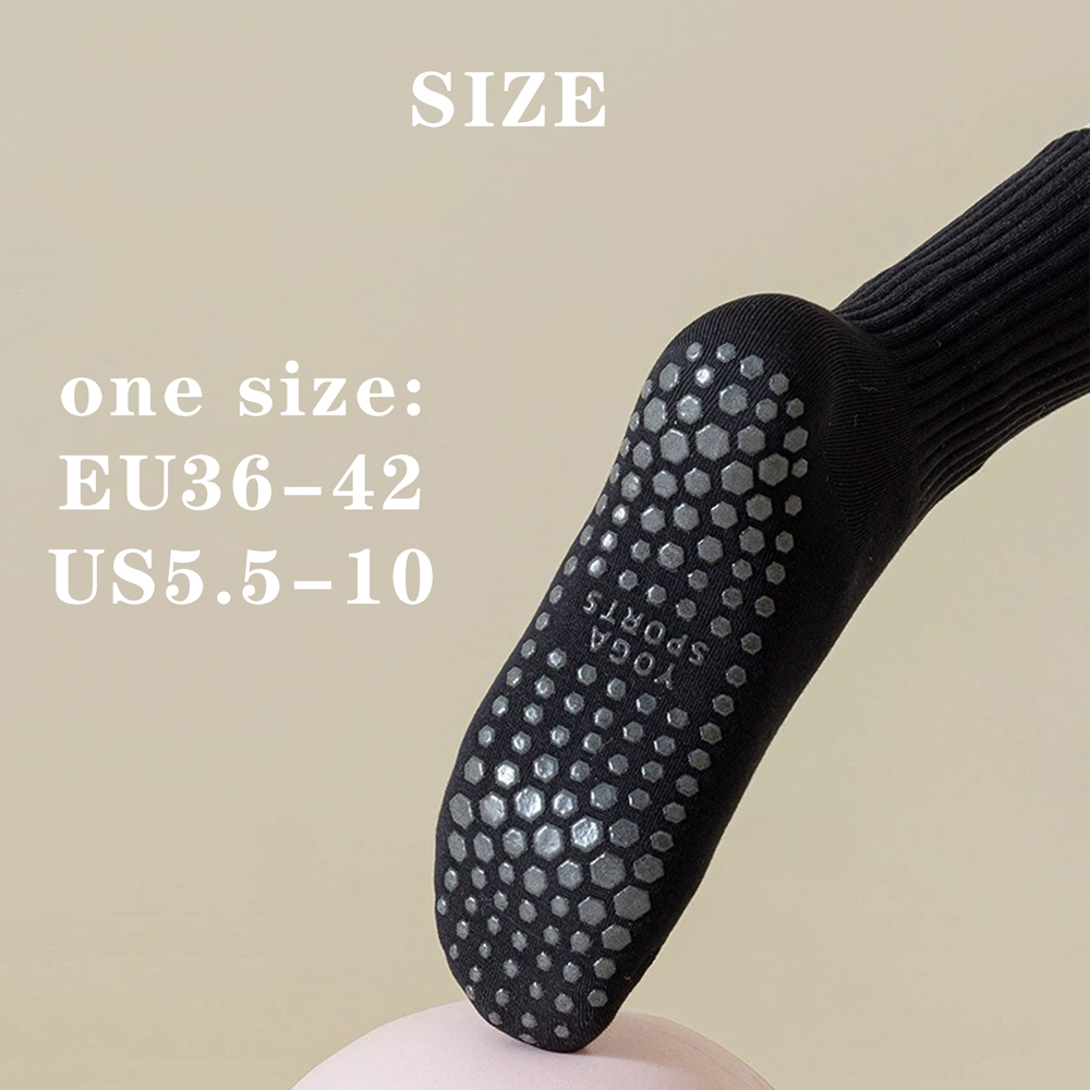 3 pares de algodão antiderrapante meias de yoga meias de comprimento médio cor sólida fitness pilates meias esportivas femininas