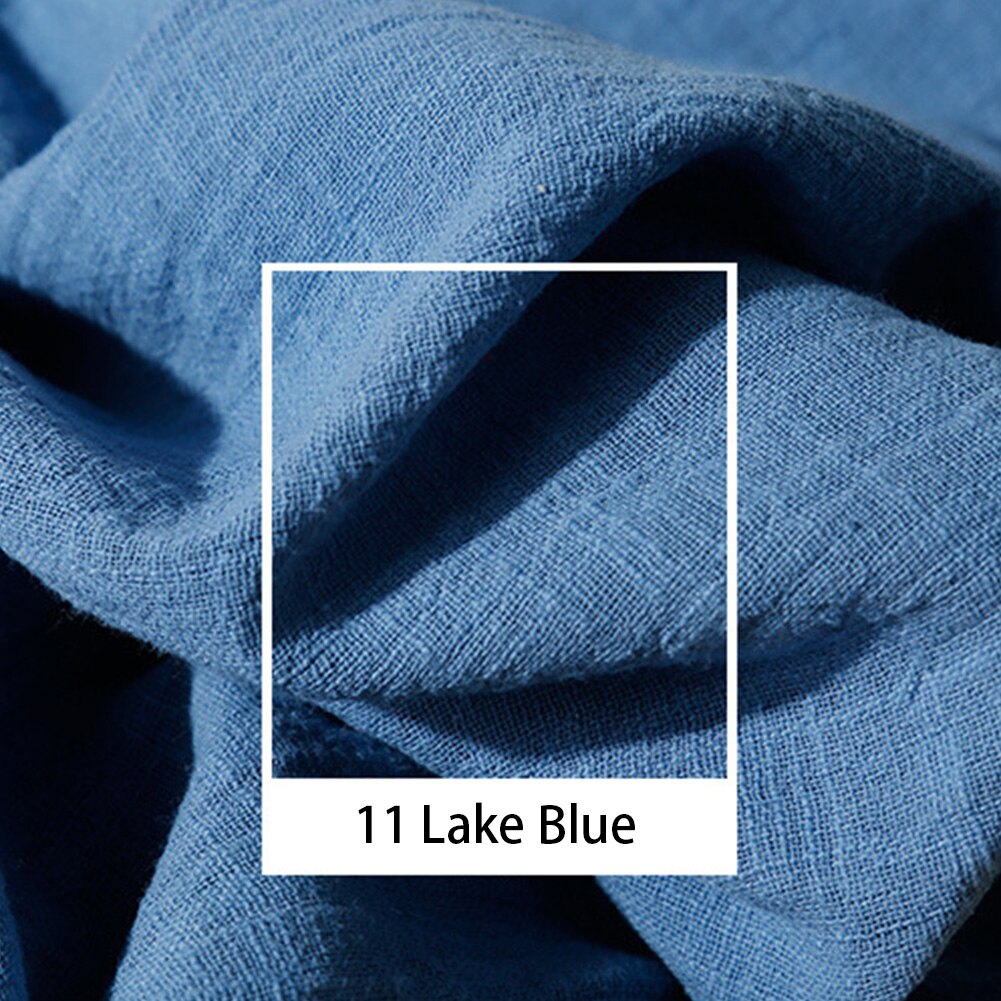 5 Meters Linen Fabric Cotton Organic Material Pure Natural Feel Flax Cambric Eco DIY Soft Clothes Patchwork Fabric Anti-static: Lake Blue
