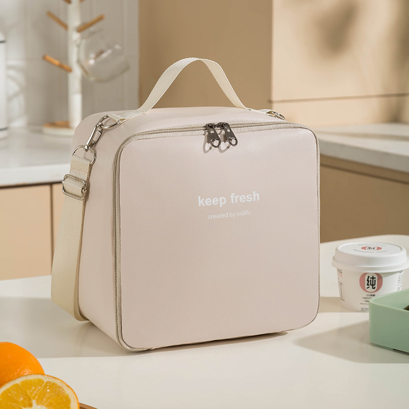 One-shoulder Bento Bag Student Lunch Box Bag Lunch Bag Office Worker Carrying Lunch Bag Thermal Insulation Bag: Brown