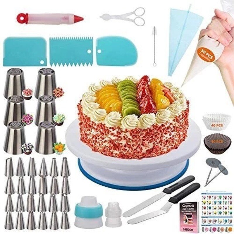 Pastry Nozzle Confectionery Cake Decorating Tools Turntable Non-stick Candy Piping Nozzle Silicone Scraper Baking Pastry Tools: 175pcs