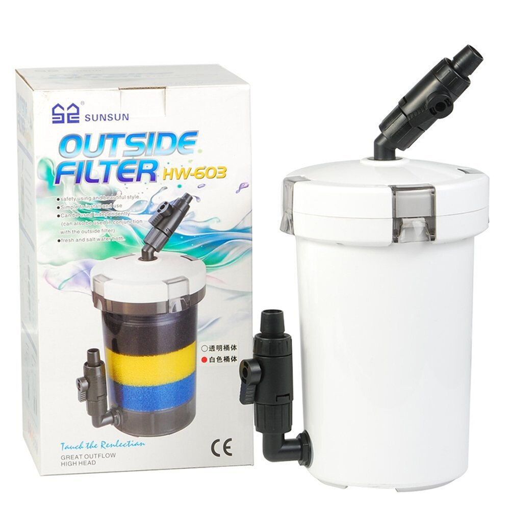 SUNSUN HW-602 HW-603 Ultra Quiet 4-Stage External Canister Filter Pump Aquarium Filter Bucket for 60cm Fish Tank with Sponge: HW-603 NO PUMP