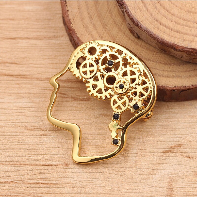 DoreenBeads Mode Pin Broches Cerebrum/Hersenen Stijl Goud Zilver Kleur Creatieve Accessoires Charms 3.3cm x 2.9 cm, 1 stuk: 1