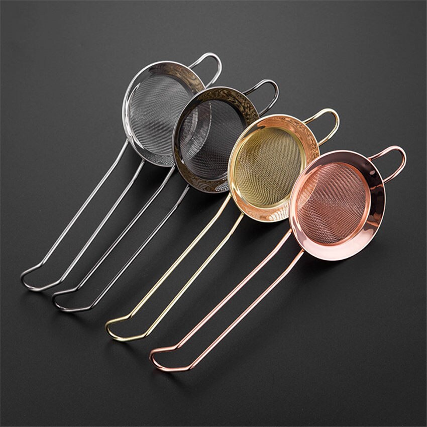 Colador de cóctel de espino de acero inoxidable 304, colador de jugos de malla fina, herramientas de barra de Color dorado de cobre para barman