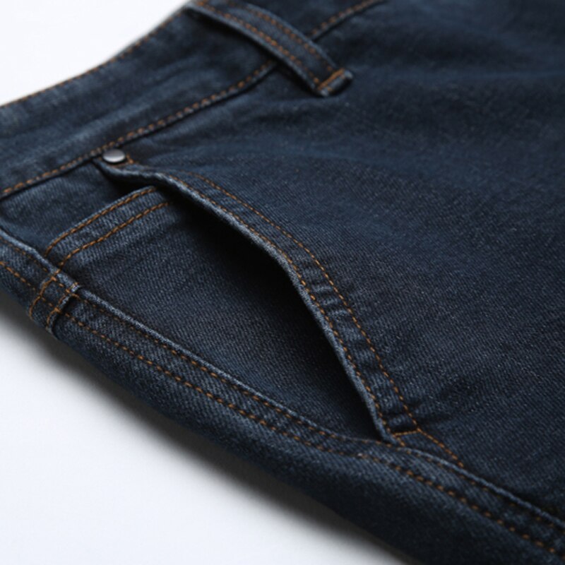 Stijl herenboetiek dikke denim jeans business casual rechte zware heren effen broeken plus maat 30-42