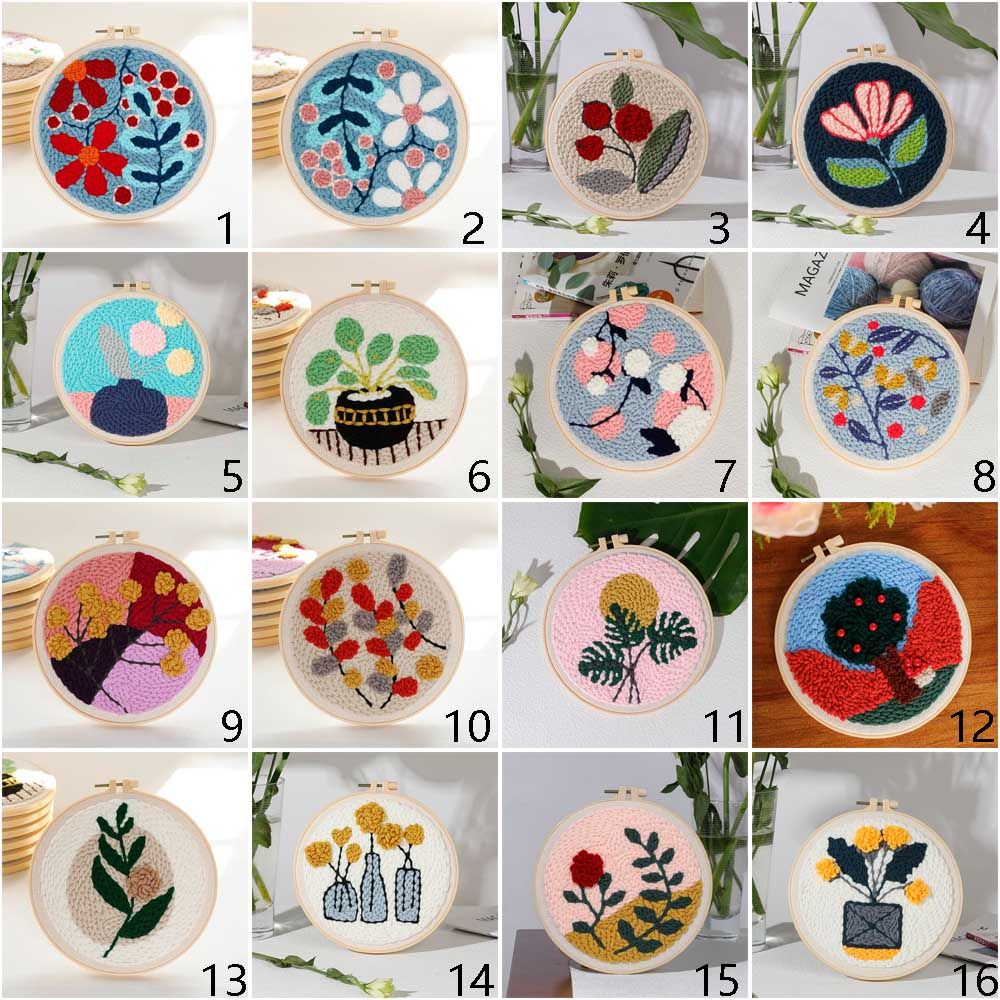 Beginners Naald Draad Diy Ambachten Ornament Handgemaakte Kruissteek Kit Bloem Borduren Naald Punch Borduurwerk Hoepel