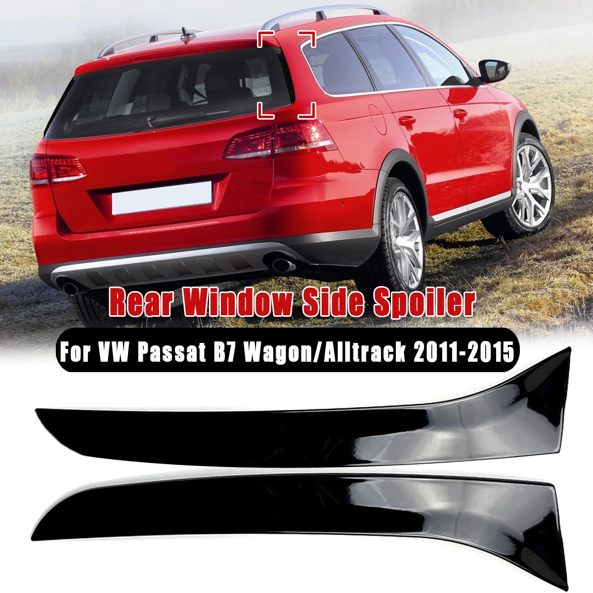 Glossy Black Window Rear Spoiler Side Wing Splitter Trim For VW Passat B7 Wagon/Alltrack Gloss Black