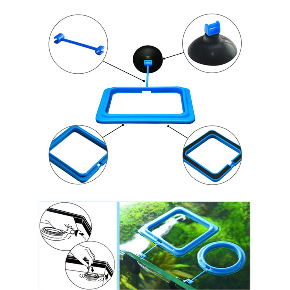 1PCS aquarium floating fish feed feeding ring fish tank aquarium floating food tray feeder buoyancy suction cup