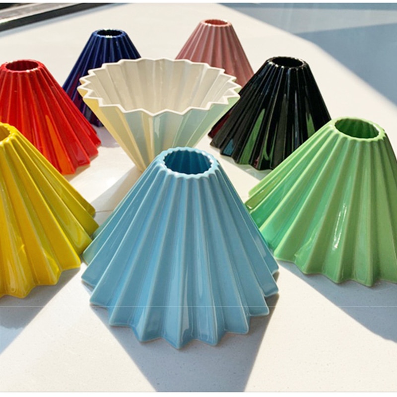 Espresso Ceramic Coffee Filter Cup Ceramic Pour Over Coffee Maker with Wood Stand V60 Funnel Dripper Coffee Accessories 1-2 Cup