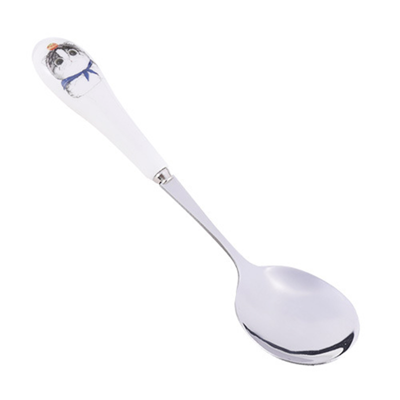 Söt tecknad barn sked rostfritt stål baby redskap kaffe te dessert porslin barn lär sig servis mbg 0389: Katt