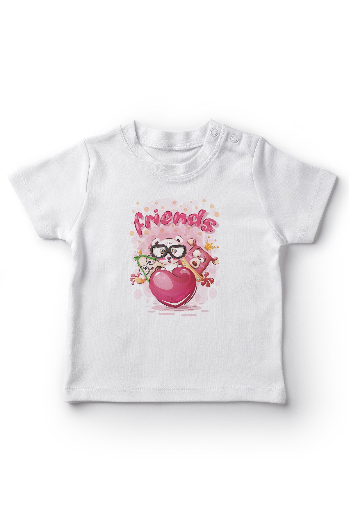 Angemiel bebé feliz amigos camiseta de bebé niño blanco