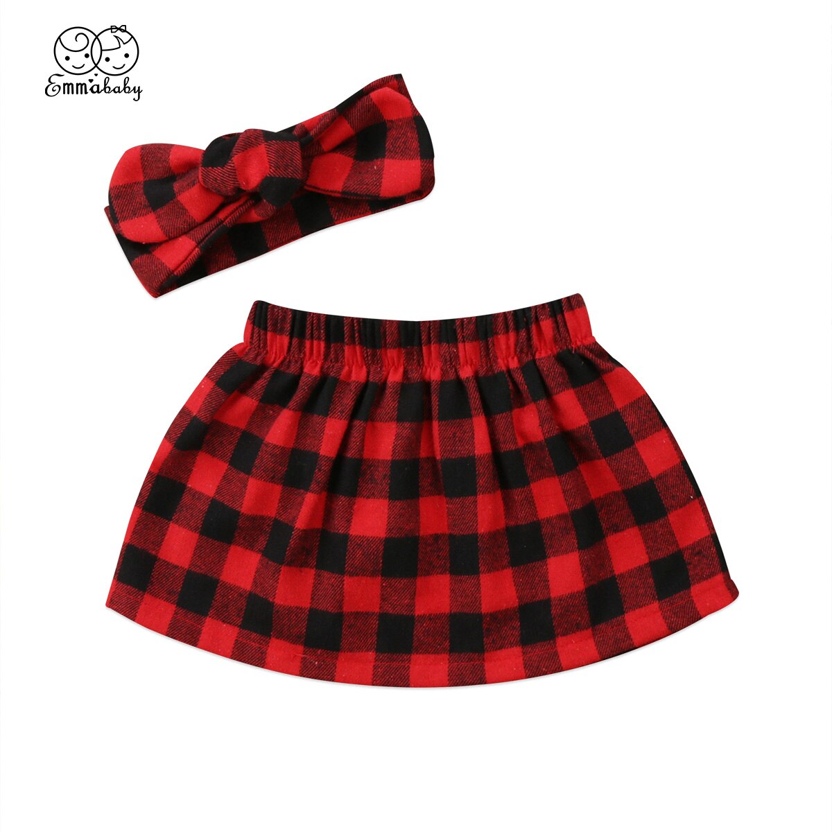 kid plaid skirts Christmas Newborn Kids Baby Girls Plaid Skirt +bowknot headband cute kid girl Outfits Clothes