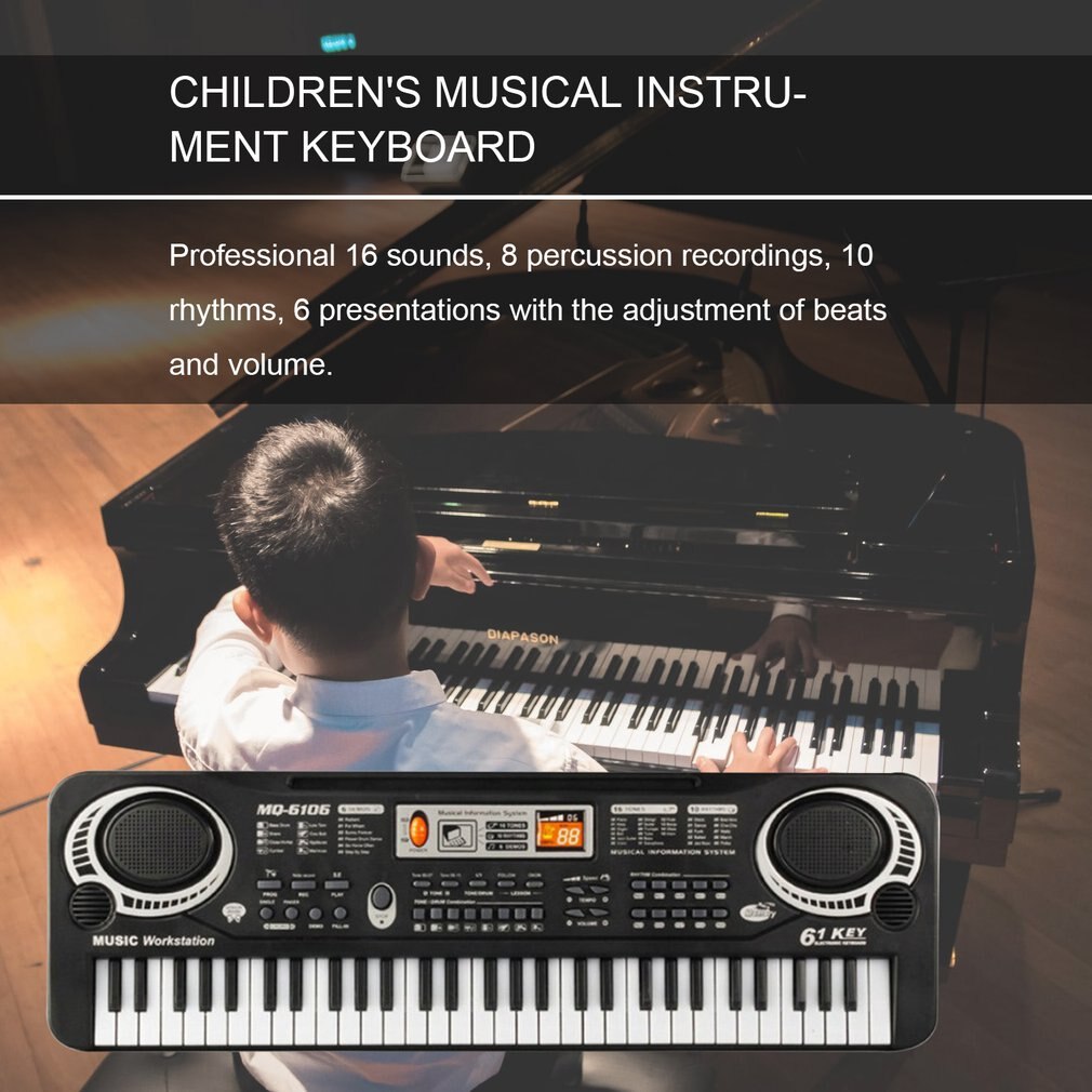 61 Keys Music Electronic Digital Keyboard Electric Organ Children Great With Microphone Musical Instrument Top