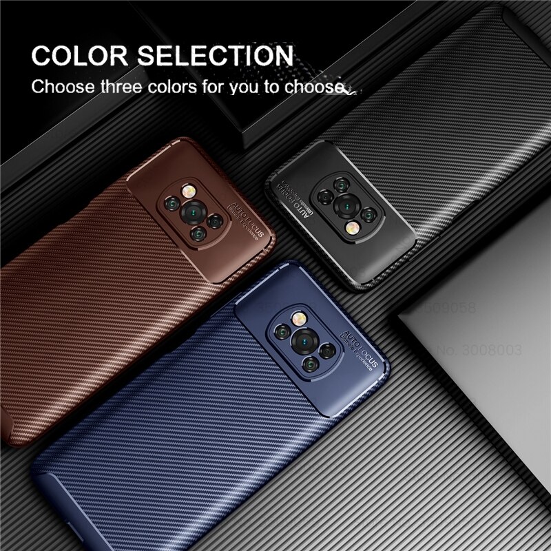 poco-x3 case carbon fiber tpu soft silicone shockproof coque for xiaomi pocophone little poco x3 x 3 nfc pocox3 pocophonex3 case