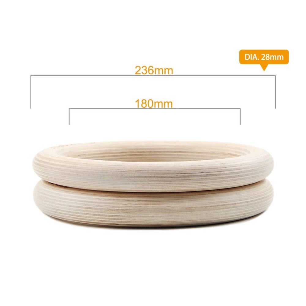 1Pair Birch Wood Gymnastic Rings Pull Up GYM Ring for Home Fitness Strength Training 2.8/3.2cm*4.5m Adjustable Straps