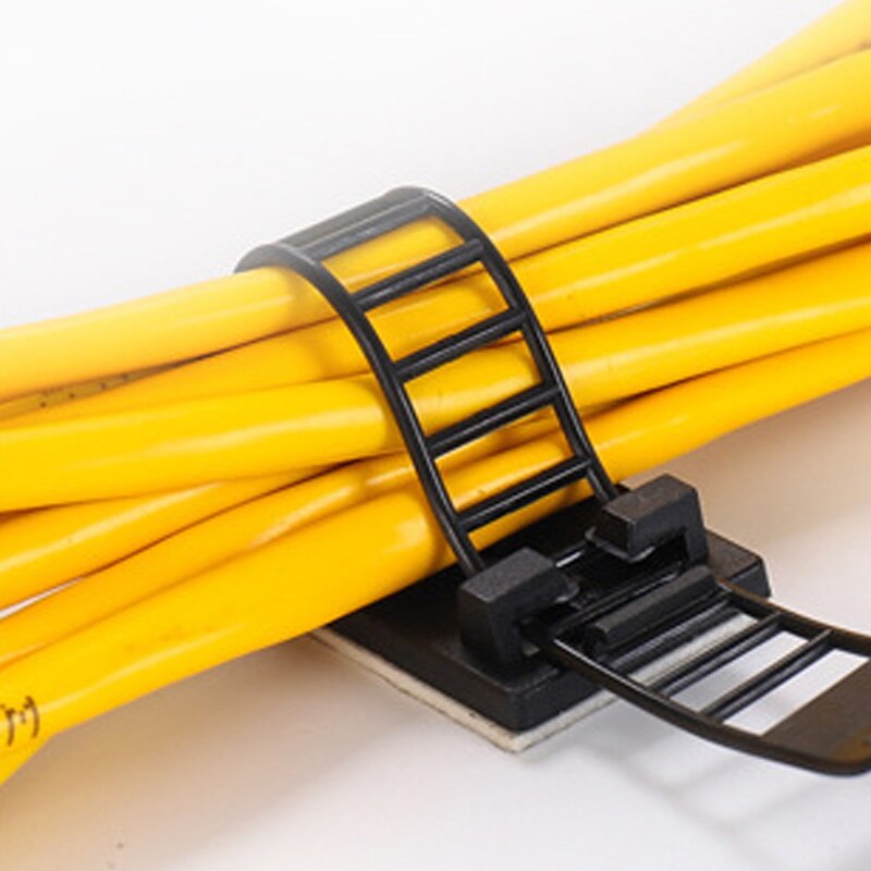 10PC Cable Tie Mounts Adjustable Wire Ties Cable Clips Clamp Plastic Self Adhesive Cable Organizer Fix Holder Cord Management