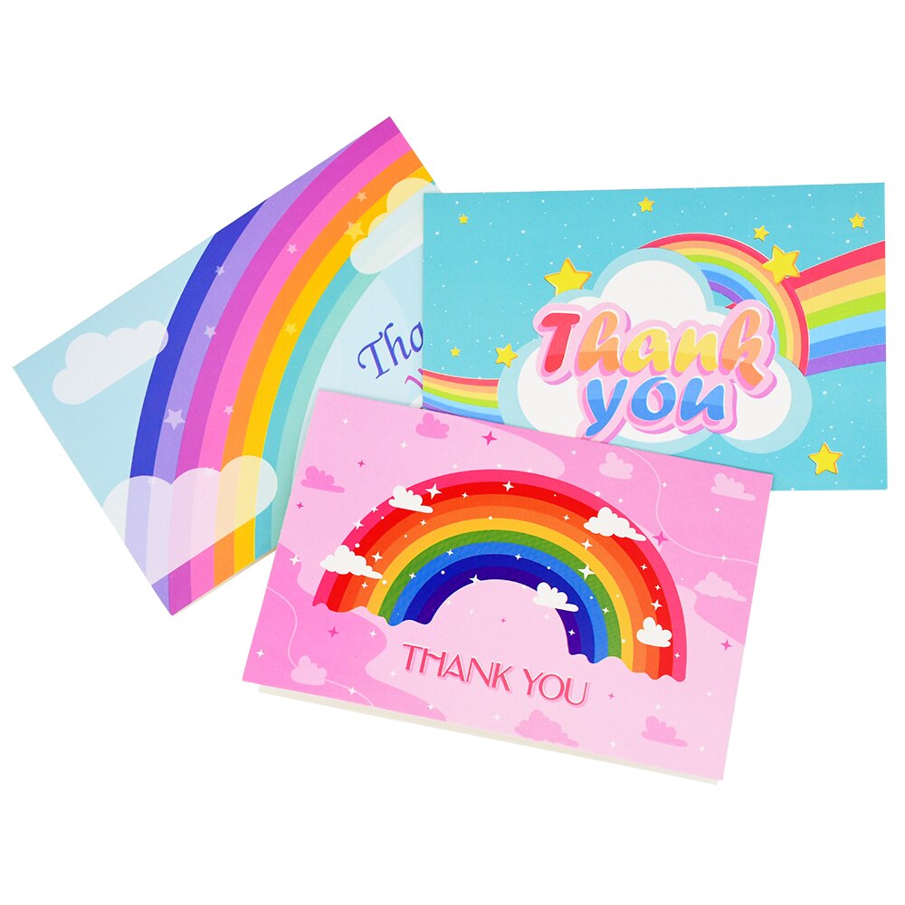 2-5pcs Colorful Rainbow Thank You Cards Wedding Party Invitation Greeting Cards Thanksgiving Day Postcard Folding Cards