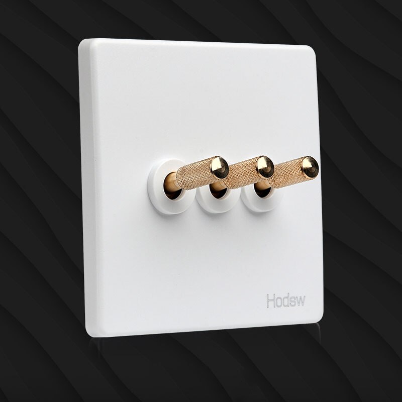 86 Type Retro White Wall Lamp Brass Toggle Switch 1-4 Gang Single Dual Control Led Light Switch 10A 220V: 3-Gang Switch