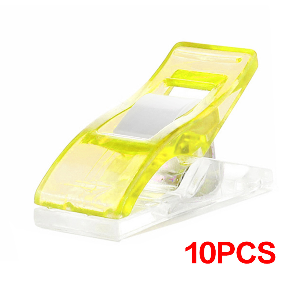 Pinzas de acolchado de plástico para costura, pinzas de costura para encuadernación de retales, herramientas de costura para manualidades: 10pcs Yellow