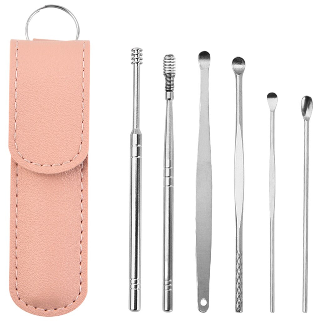 6 Piece Ear Cleaner Tool Stainless Steel Ear Wax Removal Kit Ear Cleaning Spoon Set Ears Tool Ear Pick Tool with Storage Box: Option 7